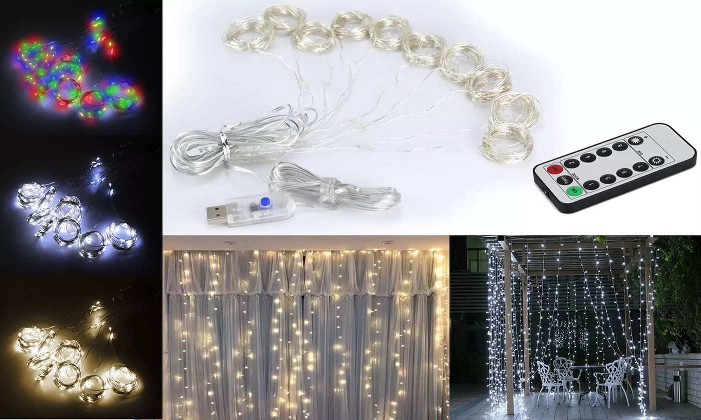 300 LED Window Curtain String Light for Christmas Wedding Party Home Garden 