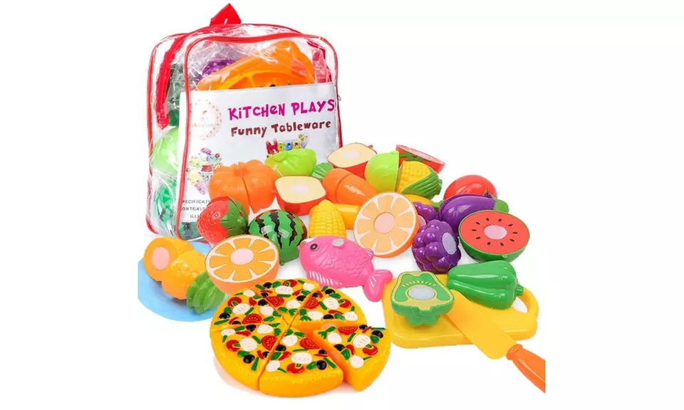 Kimicare Kitchen Toys Fun Cutting Fruits Vegetables Pretend Food Playset - Second Medium