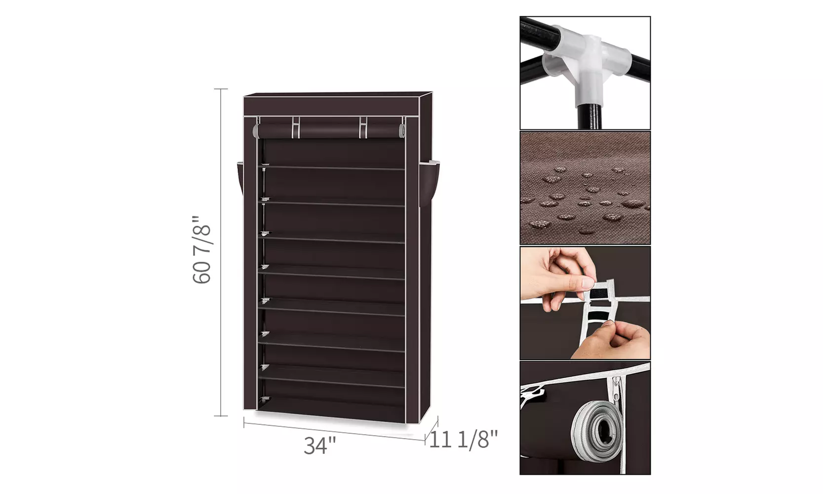 10 Tiers Shoe Rack with Dustproof Cover Closet Shoe Storage - Second Medium