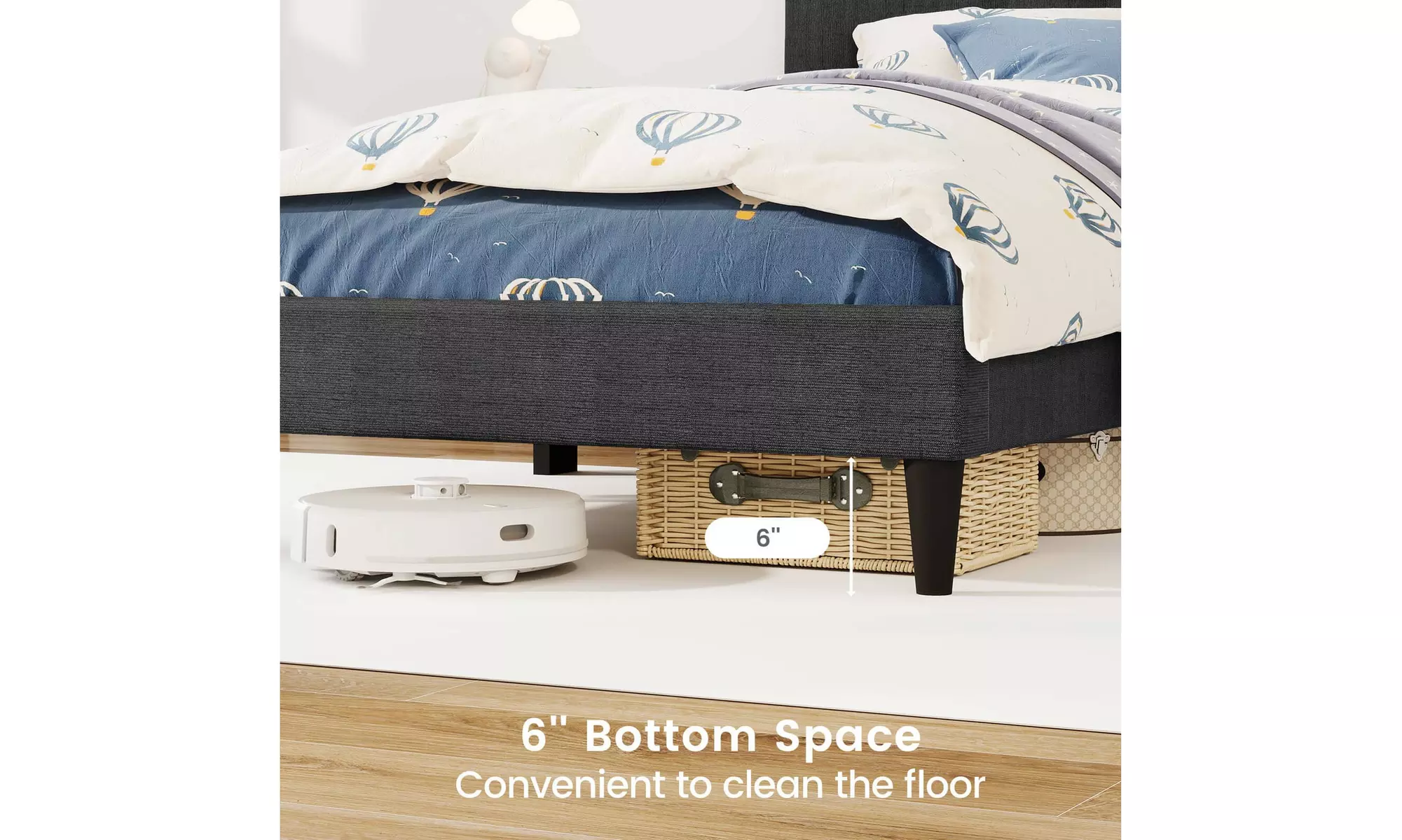 Costway Bed Frame with High Headboard and Wooden Slats