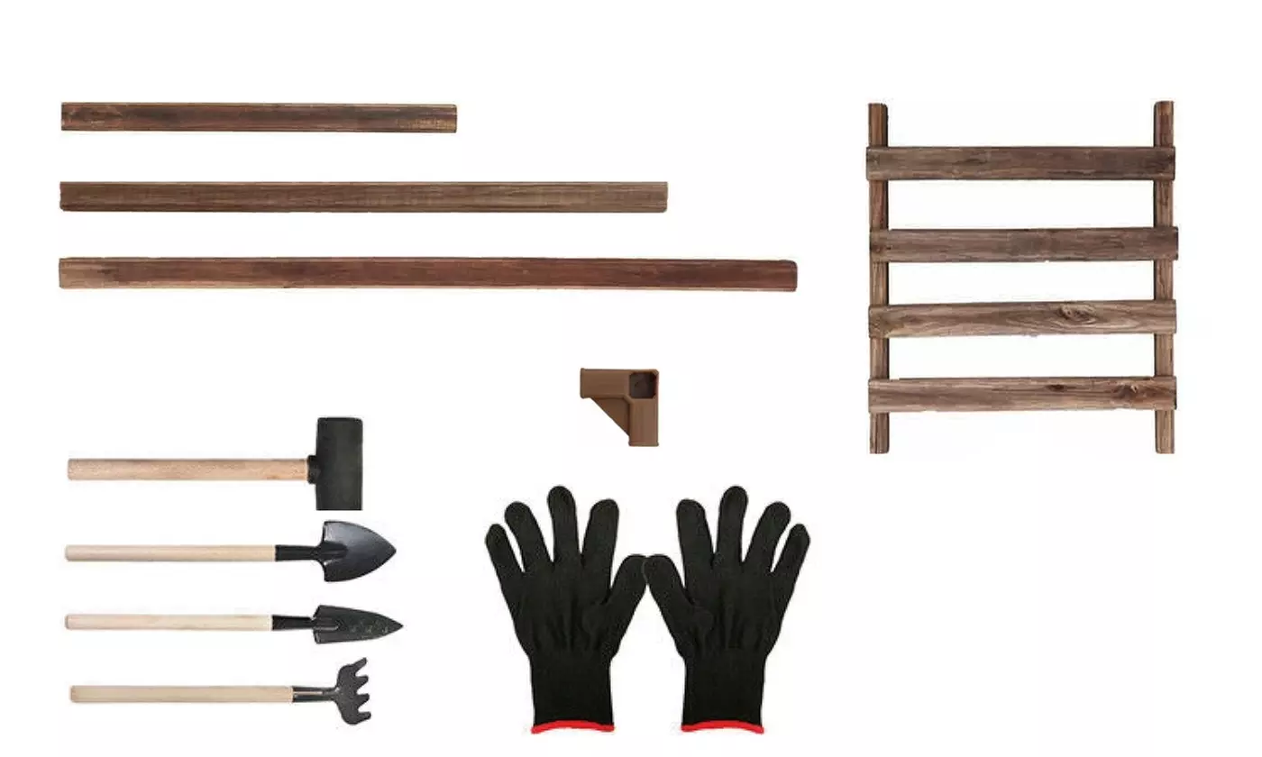 NewHome Multi-Tier Wooden Plant Stand with Tools