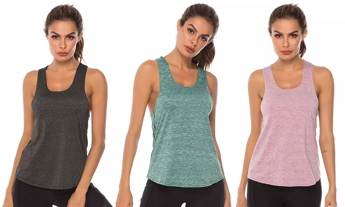 Women Open Back Loose fit Workout Racerback Tank Tops Sport Vest