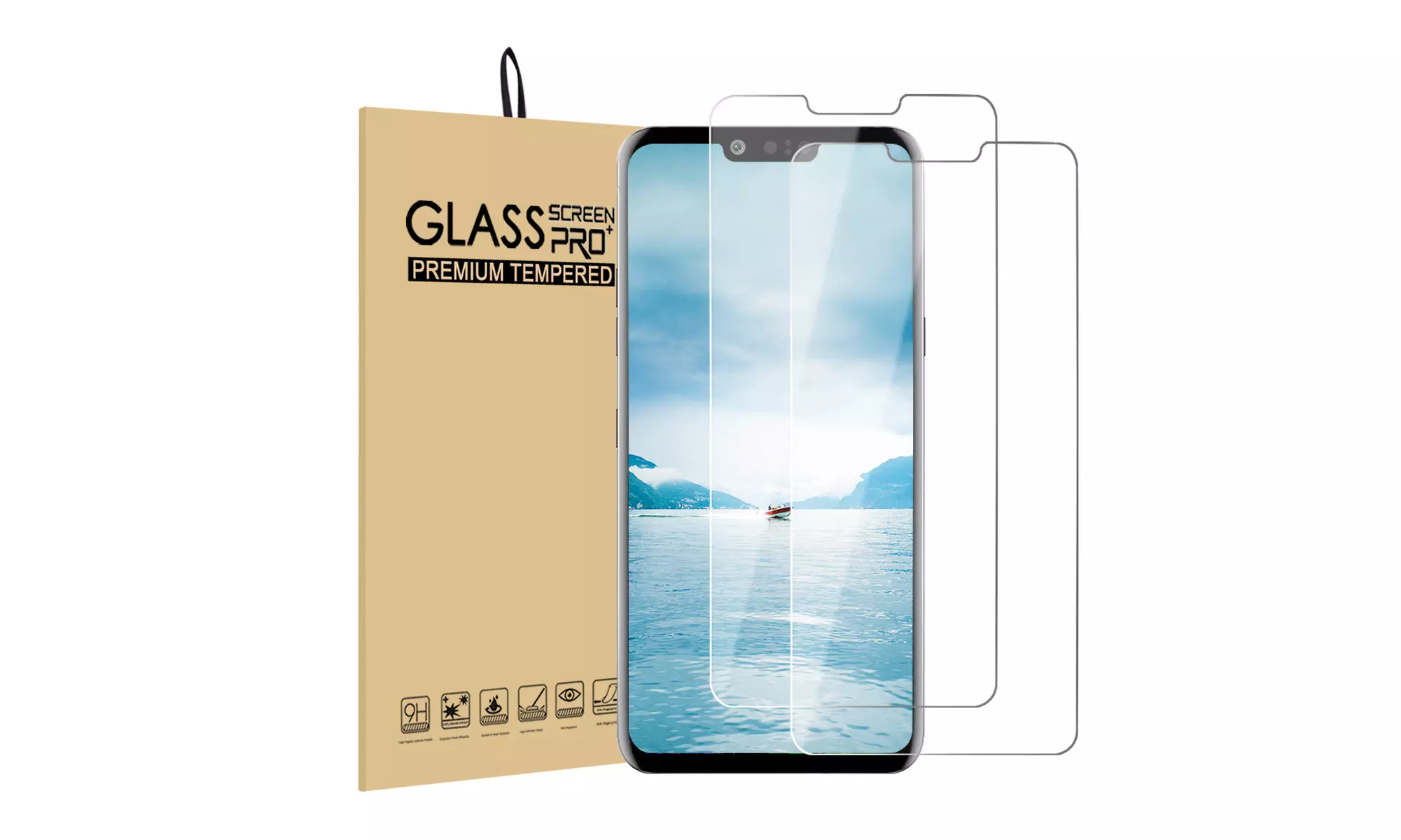 9H Hardness 2.5D Curved Tempered Glass Screen Protector for LG G8 ThinQ 2 Pack  - Primary Image