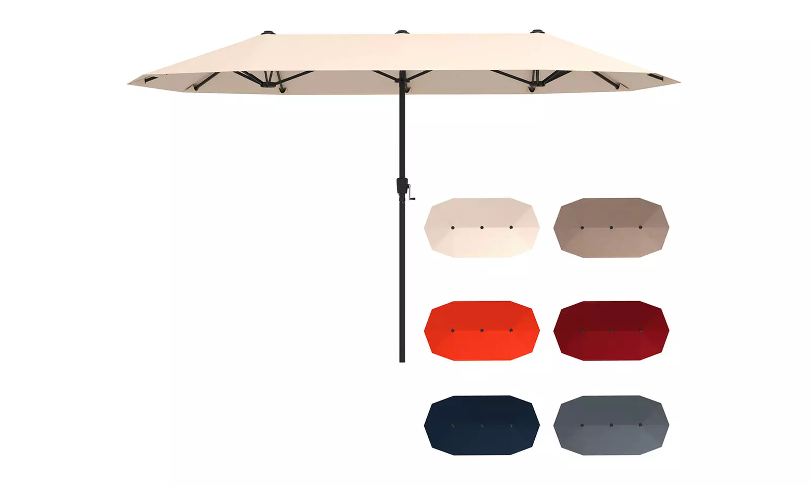 Costway 13ft Outdoor Double-Sided Table Umbrella with Optional LED Lights