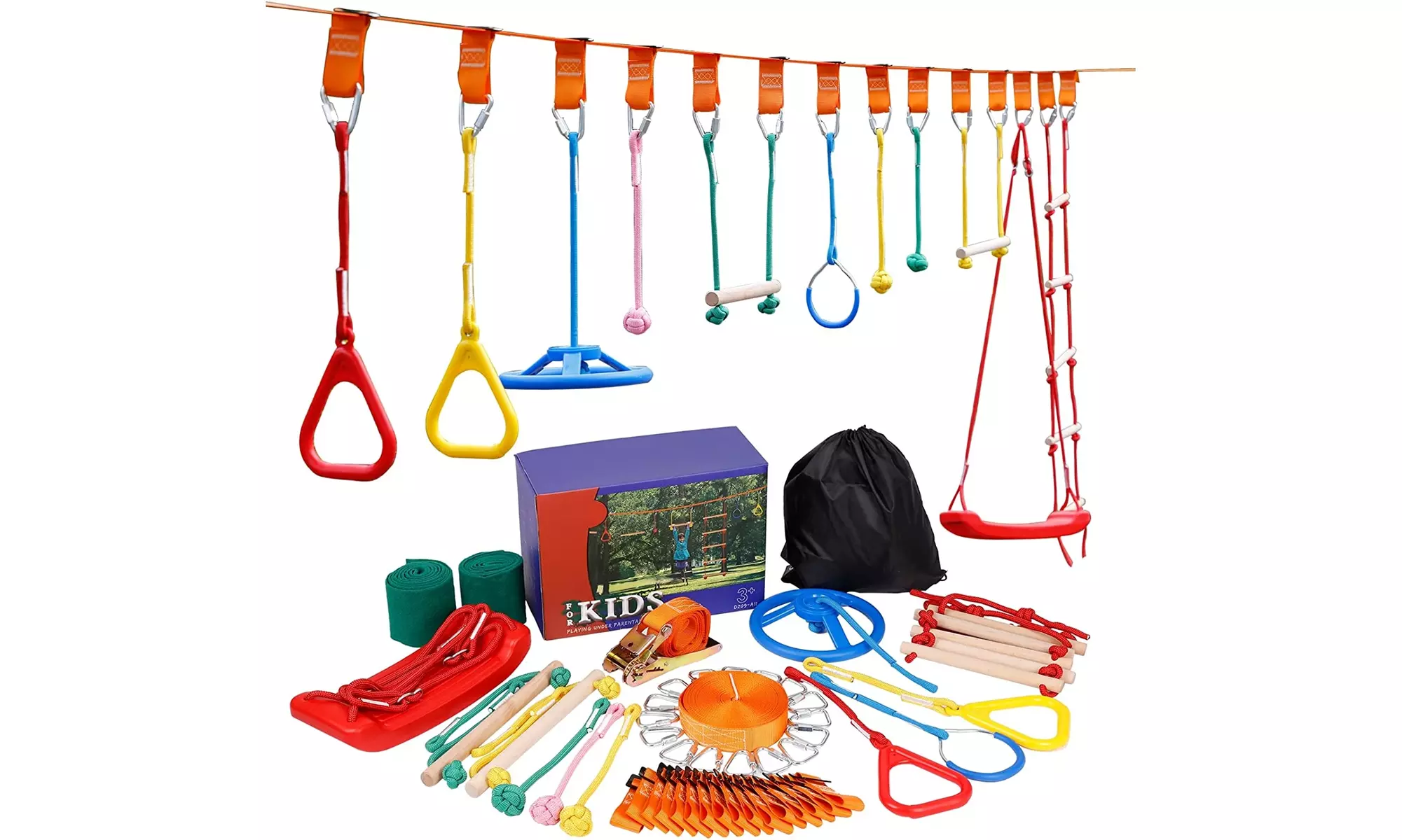Warrior Obstacle Course for Kids-11 Durable Obstacles and 50ft Slackrope - Primary Image