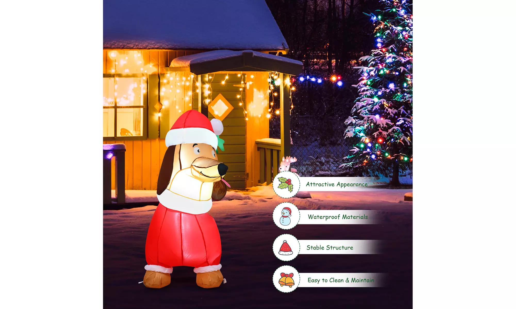 Costway 5 FT Inflatable Christmas Dog w/ LED Lights Blow Up