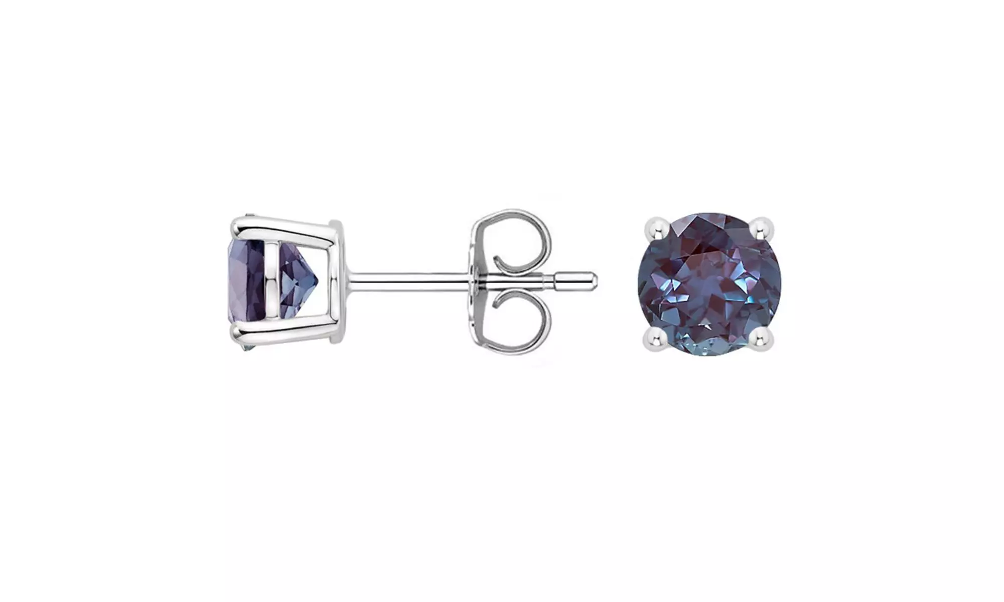 Paris Jewelry 14K White Gold 5mm Round Created Alexandrite Stud Earrings Plated - Primary Image