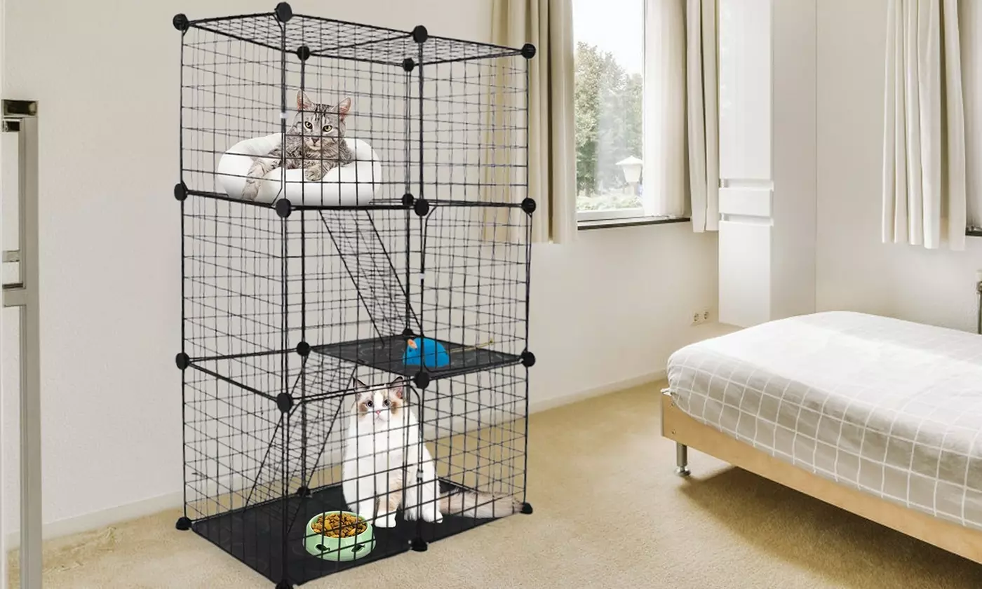 iMounTEK 2-Tier & 3-Tier Cat Cages Indoor Pet Playpens for 1-2 Cats
