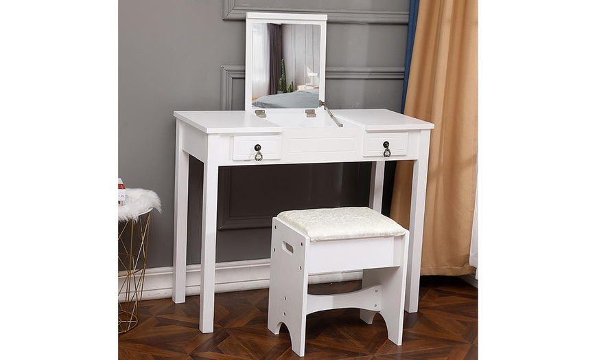 makeup vanity dressing table with swivel cabinet mirror 