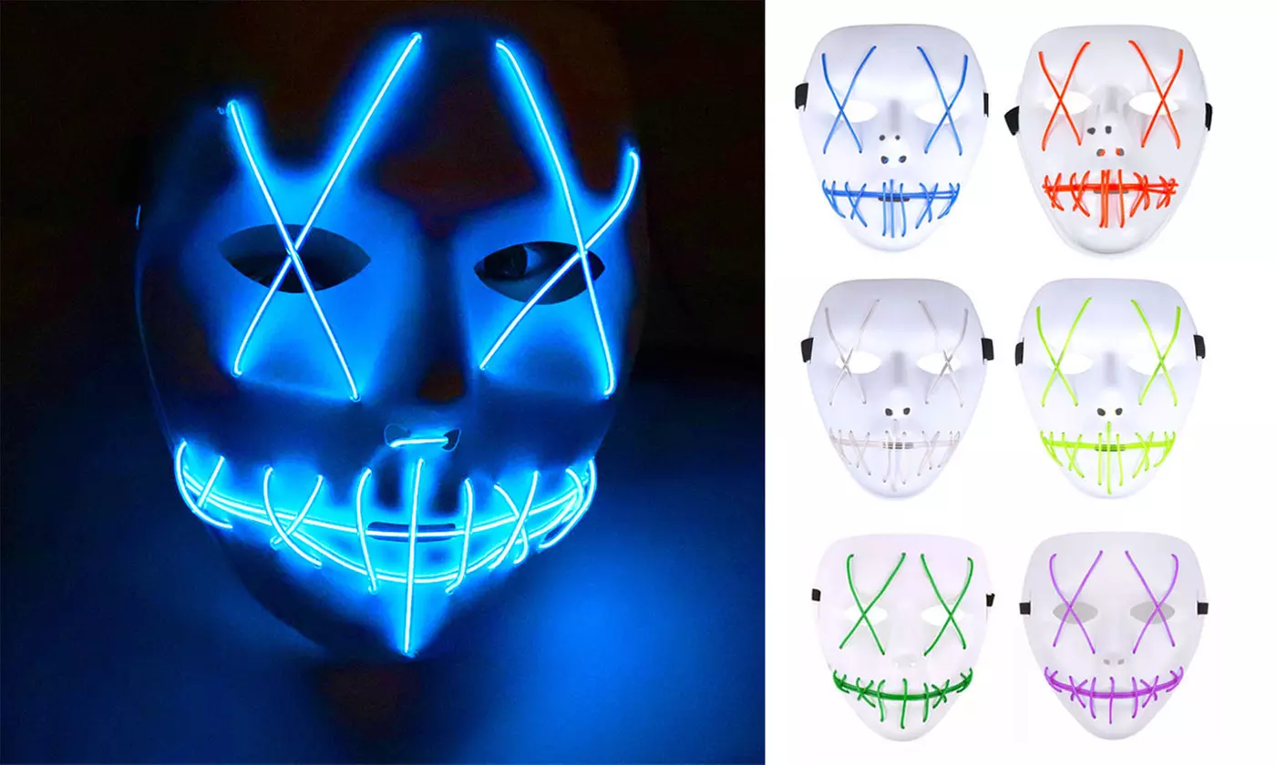 Luminous LED Wire Scary Mask Halloween Purge Movie Flash Party Costume - Primary Image