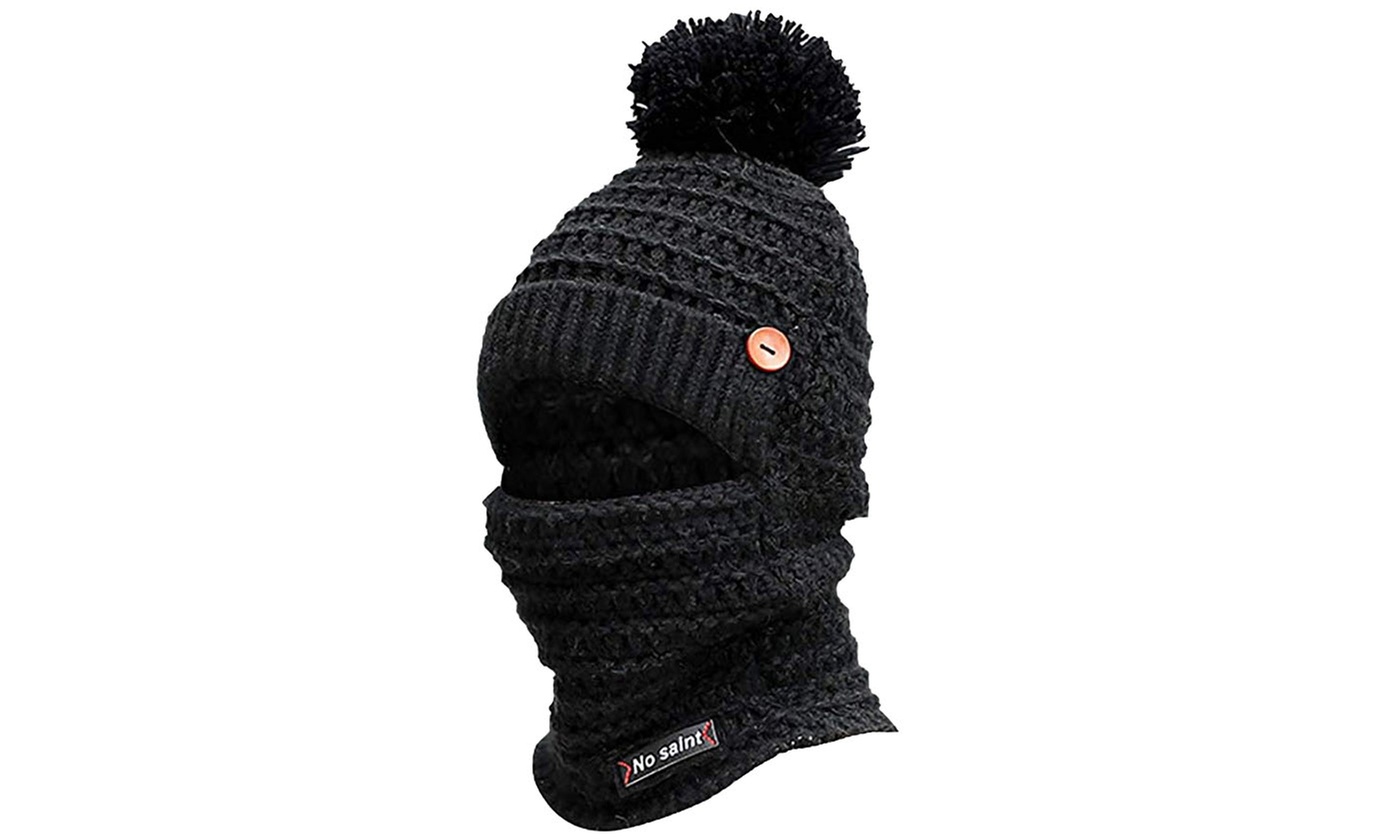 Women Knit Scarf Hat Set Winter Warm Solid Pom Soft Venonat Beanie Caps Scarves