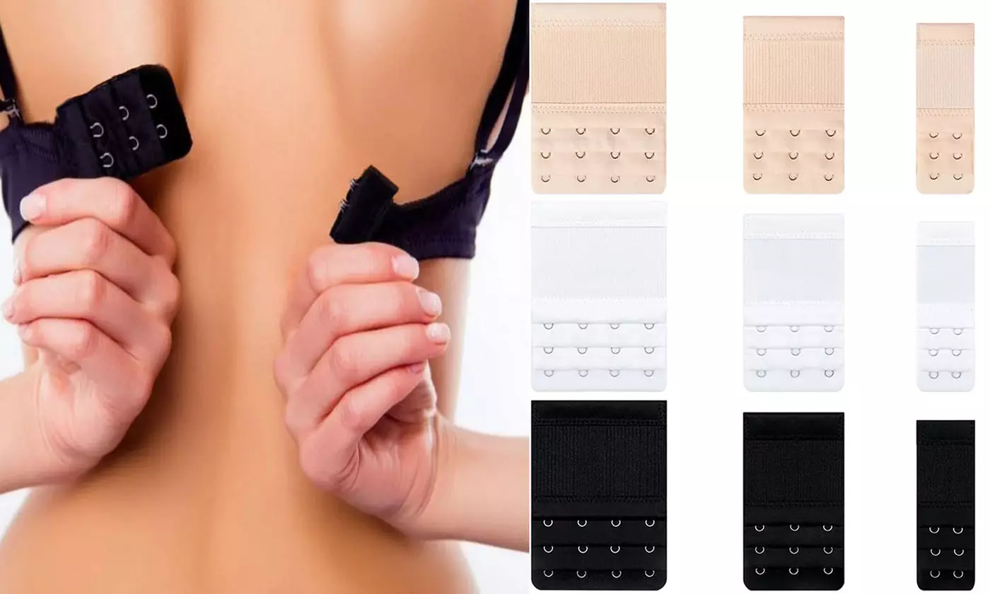 Bra Extender 2/3/4 Hooks 3 Rows Adjustable Extend Bra Band 6-Piece - Primary Image