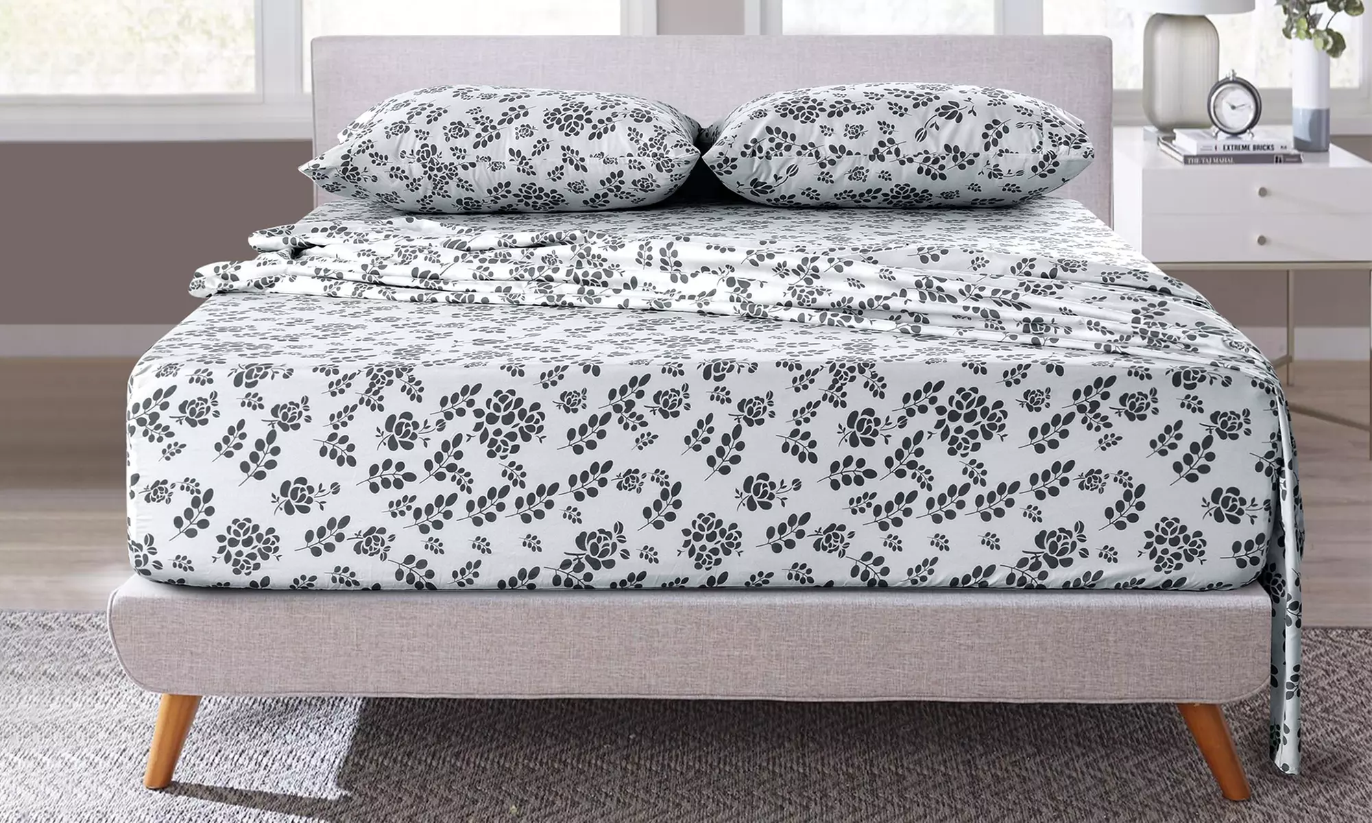 6 Piece Floral Sheet Set Premium Ultra Soft Microfiber Bedding by Lux Decor