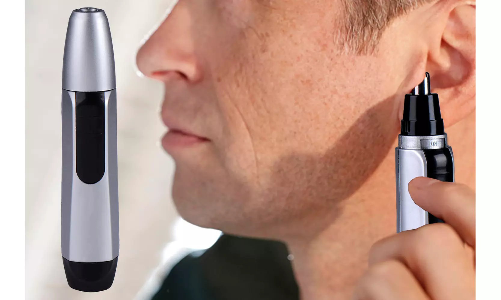 Easy Nose and Ear Hair Trimmer with Cleaning Brush Non Slip Grip Haircut - Second Medium