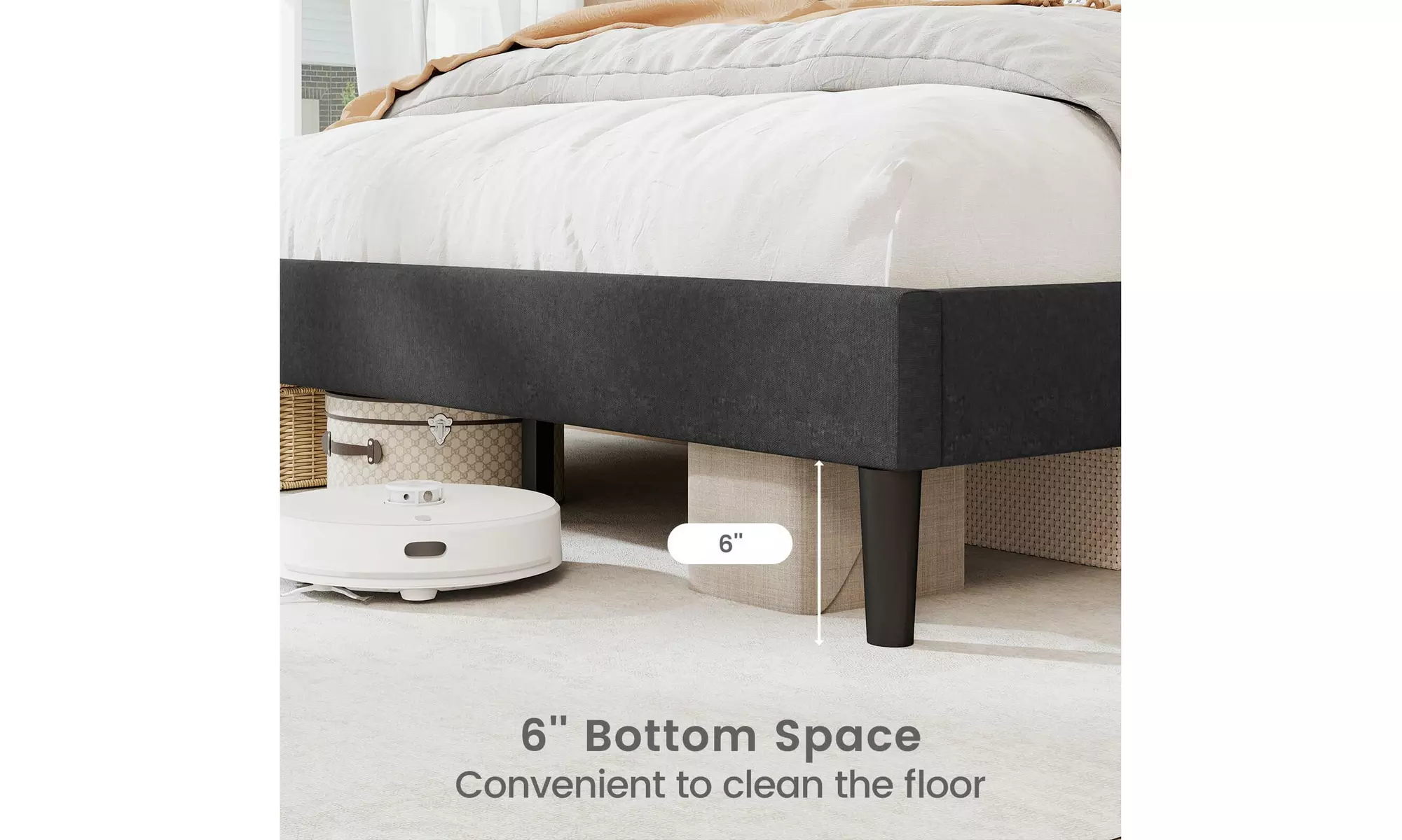 Costway Bed Frame with High Headboard and Wooden Slats