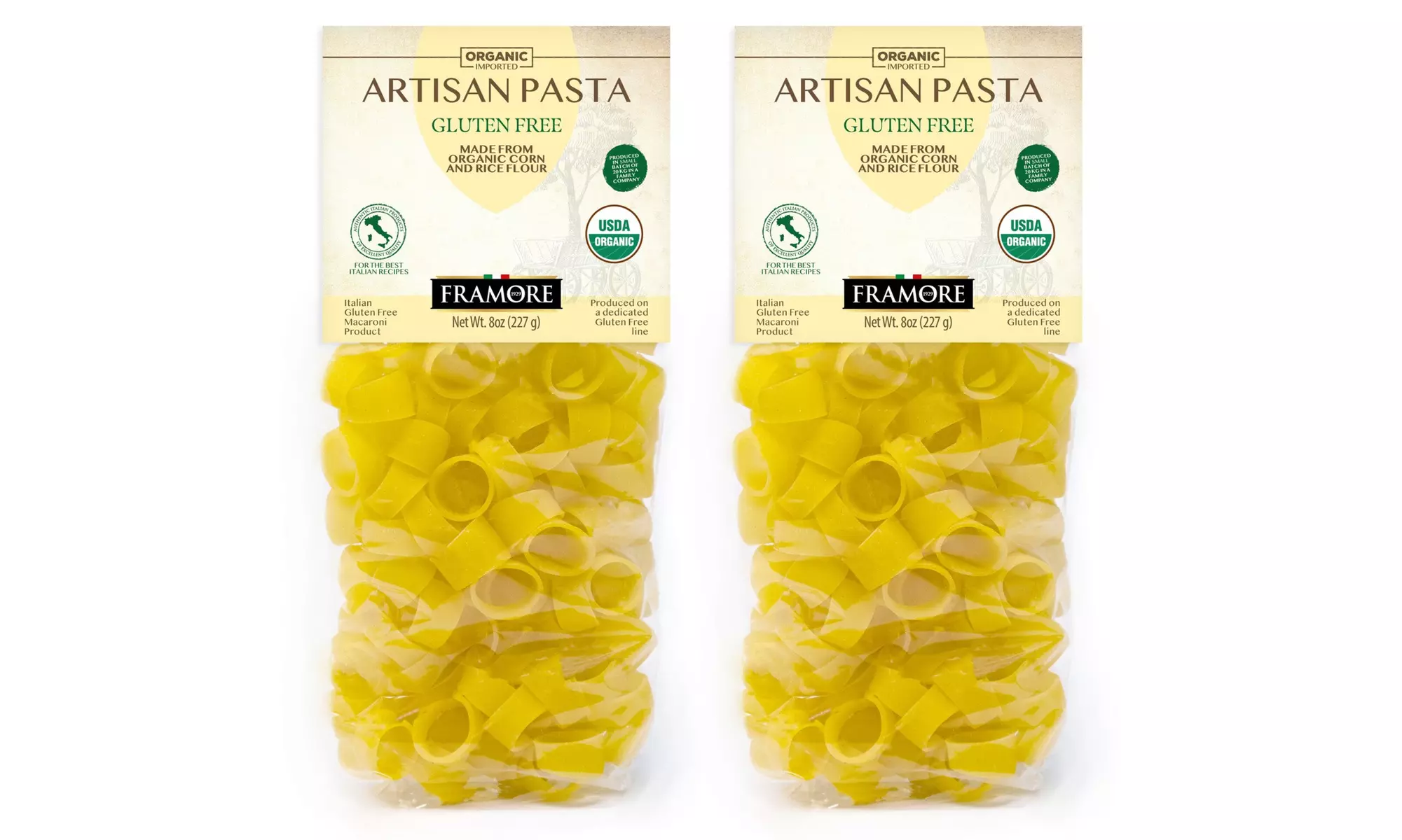 FRAMORE Calamarata Pasta Gluten Free, Organic, Corn and Rice, Authentic Italian - Primary Image