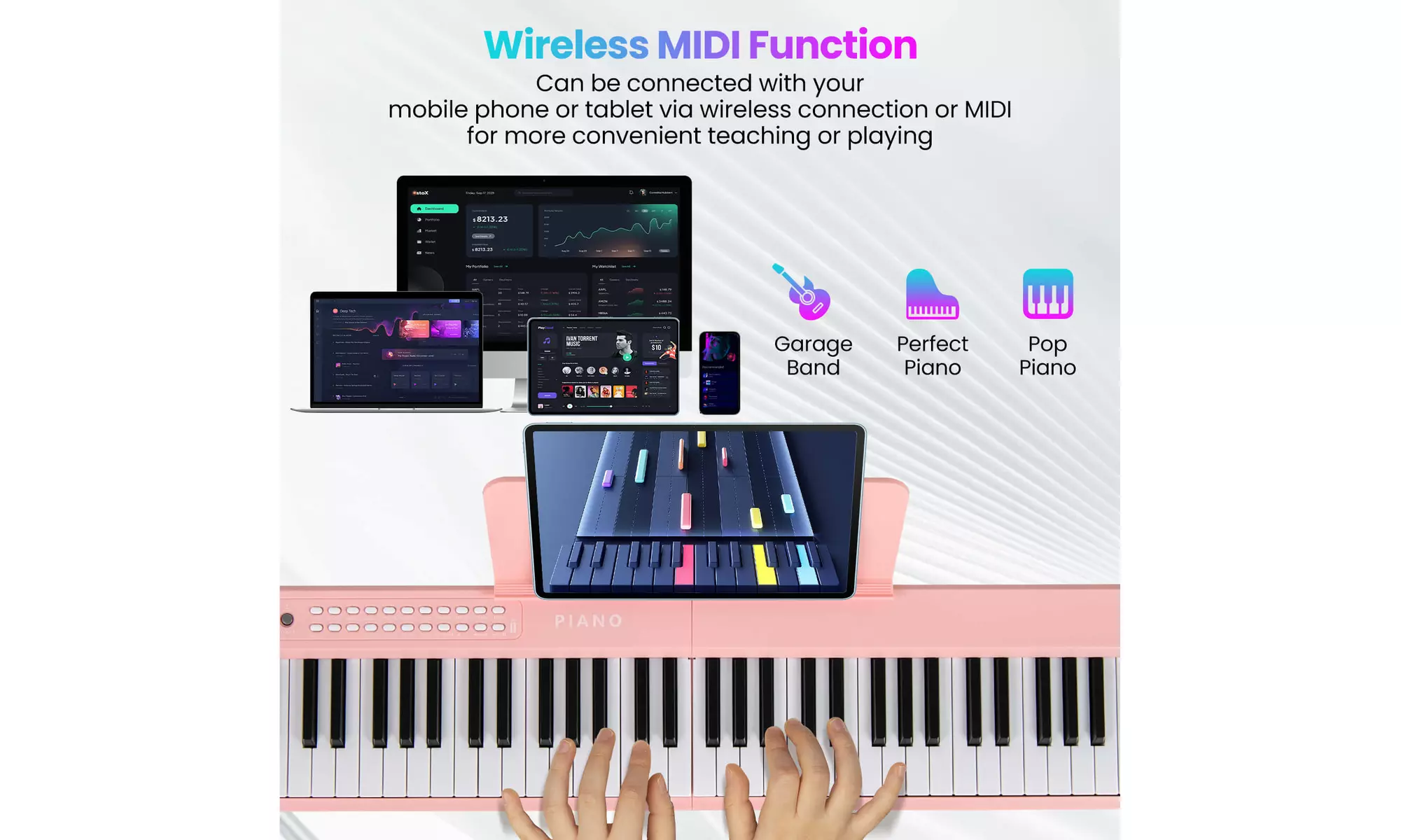 Costway 88 Key Folding Piano Keyboard with Wireless MIDI Dual Speakers