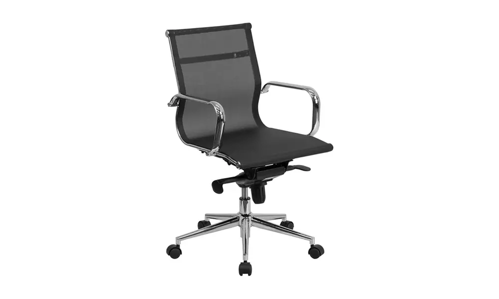 Mid-Back Black Mesh Executive Swivel Office Chair with Synchro-Tilt Mechanism - Primary Image