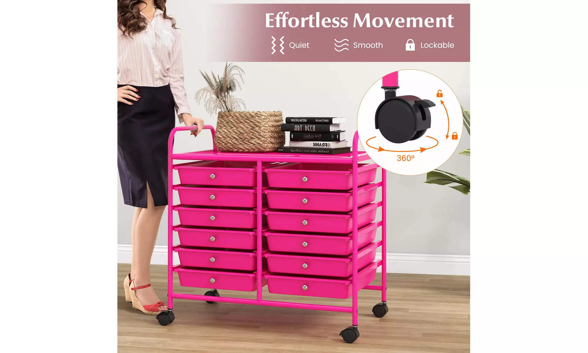 Costway 12 Drawers Rolling Cart Storage Scrapbook Paper Studio Organizer Bins