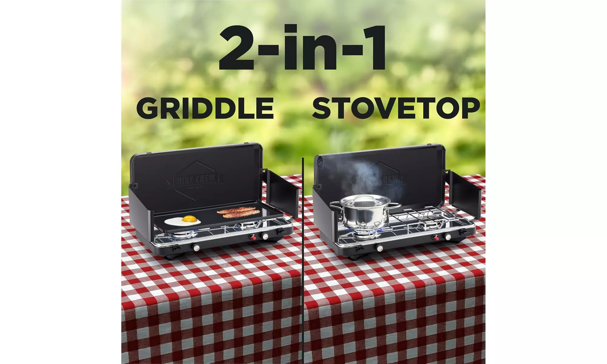 Hike Crew 2-Burner Gas Camping Stove - 20,000 BTU Propane Portable Grill