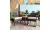 3 PC Rattan Wicker Furniture Table Chair Sofa Cushioned Patio Outdoor Gardening