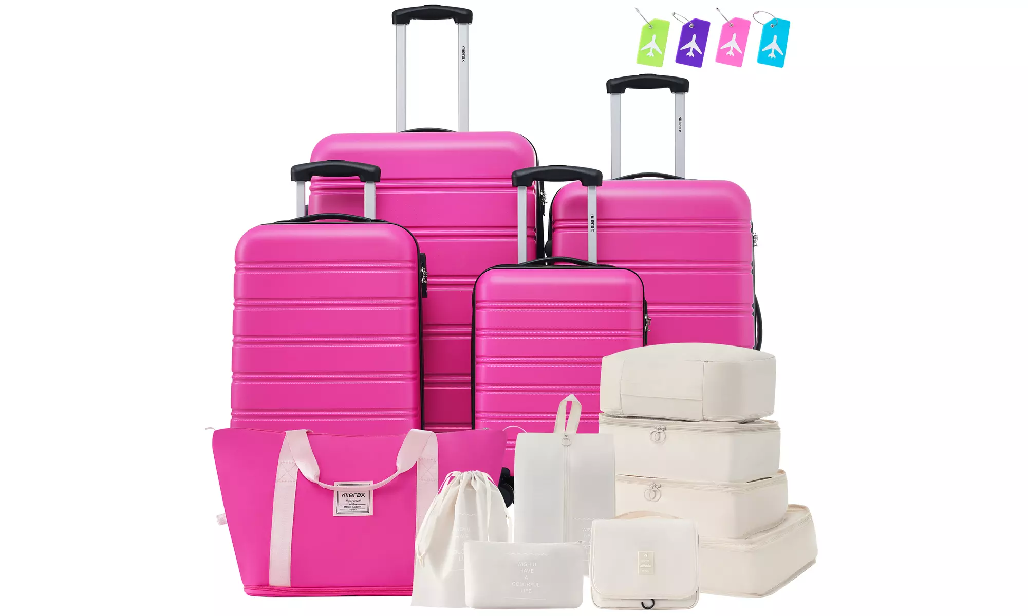 4pc Hardshell Luggage Set with TSA Lock, Travel & Storage Bags and Luggage Tags 