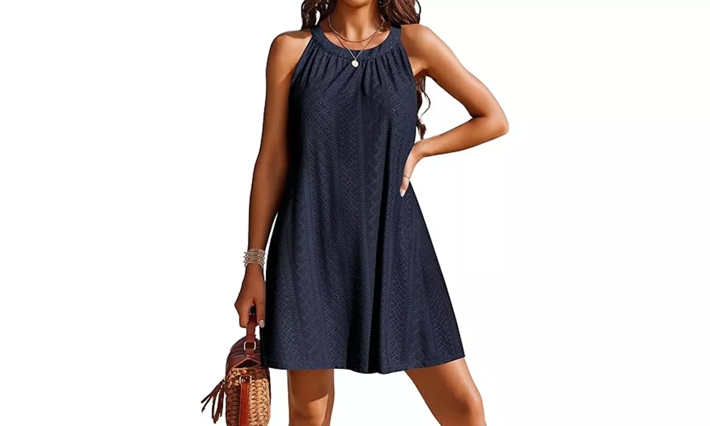 Womens Eyelet Embroidery Crochet Summer Dress