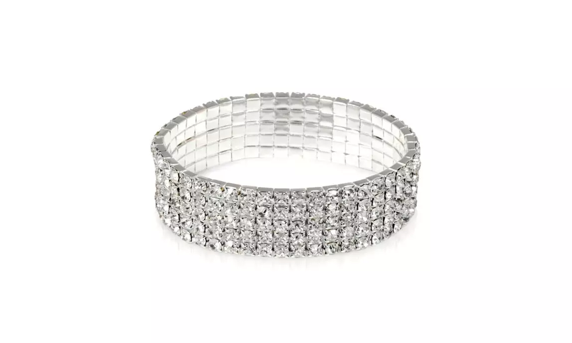 1 to 5 Row Crystal Stretch Tennis Bracelets Made With Crystals From Swarovski  - Second Medium