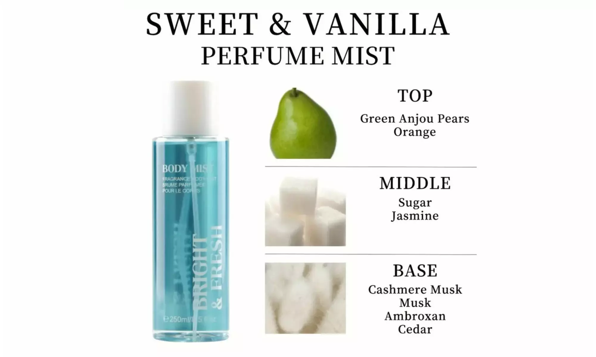 Body Mist Spray 8.5 FL OZ - Refreshing Fragrance Mist Long-Lasting Scent