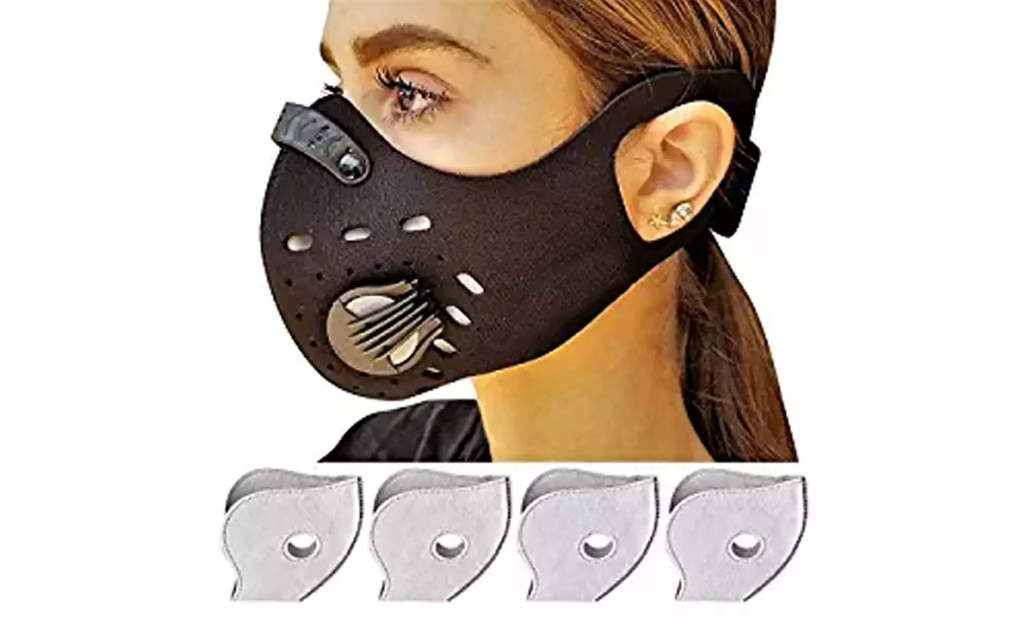 Mouth Mask Respirator with 4 Carbon N99 Filters-L - Primary Image