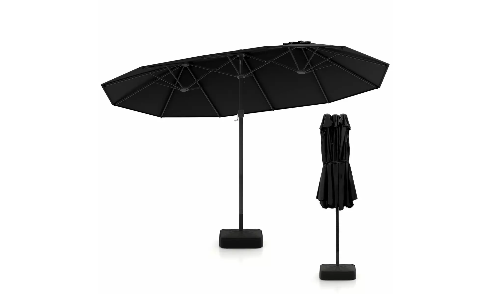 15FT Double-Sided Twin Patio Umbrella Sun Shade Outdoor Crank Market