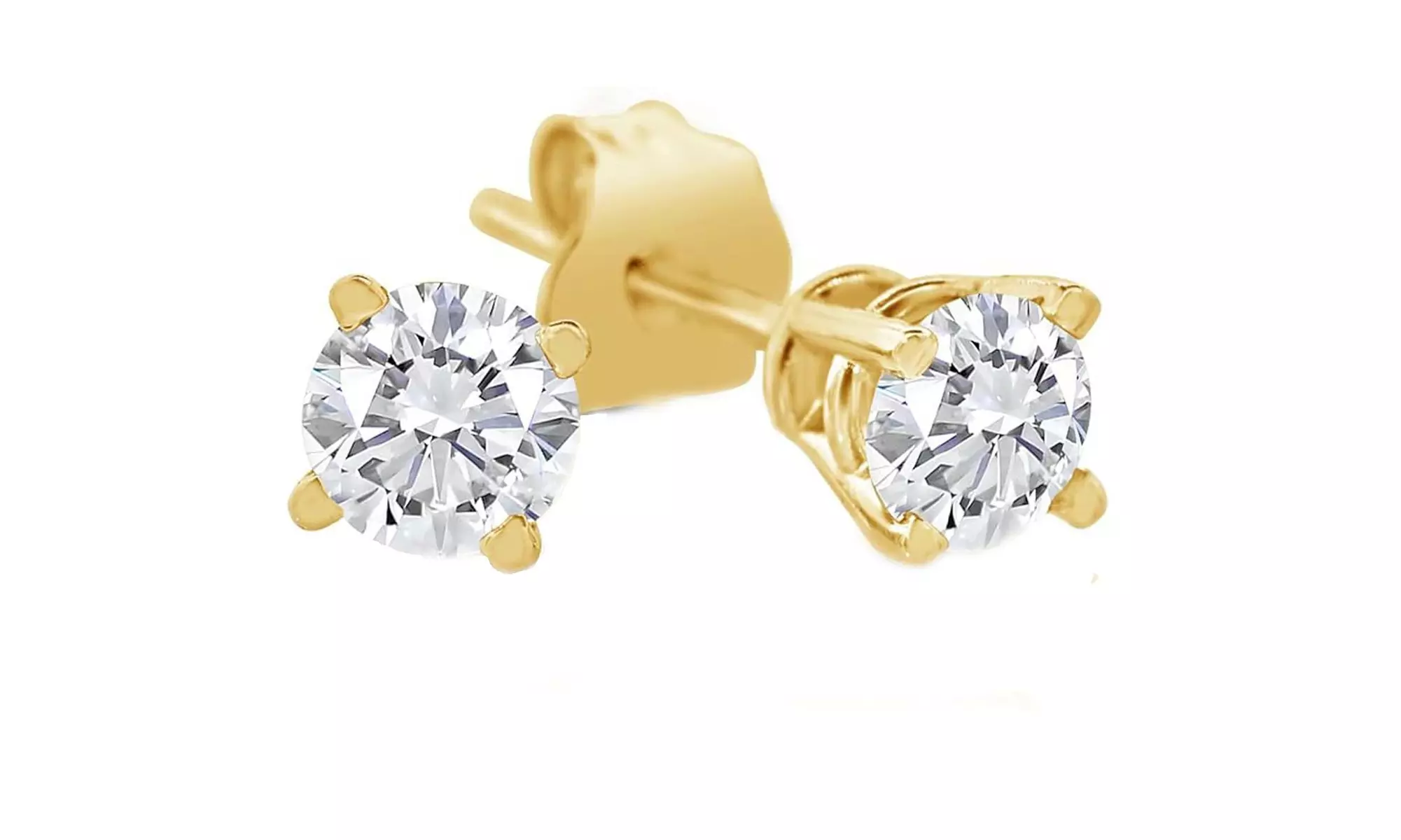 Paris Jewelry 14k Yellow Gold 1/4 Ct Diamond Round Stud Earrings