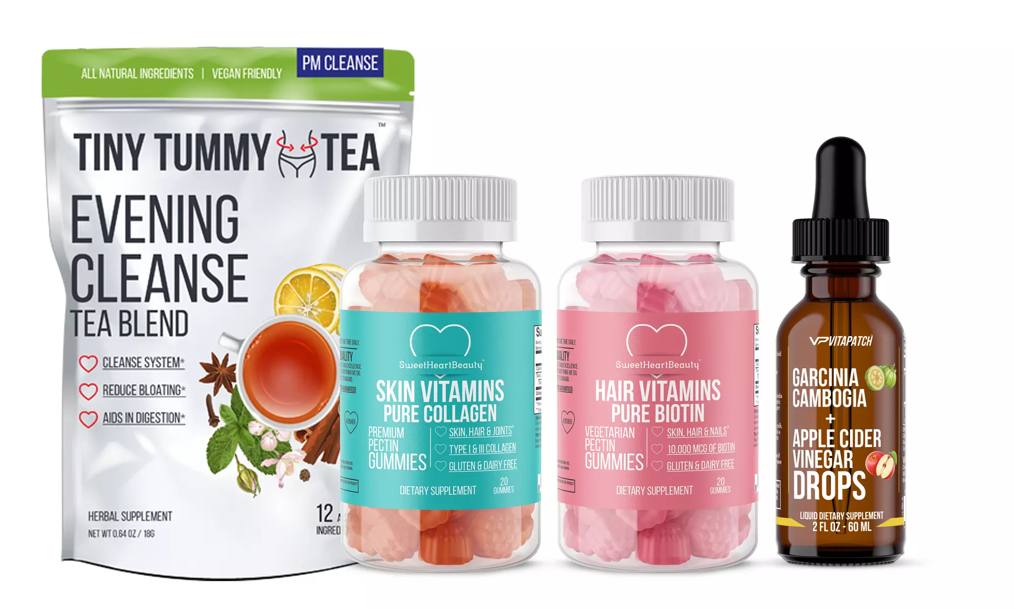 Tiny Tummy Tea Cleanse, Apple Cider Vinegar Drop, Biotin & Collagen Gummy - Second Medium