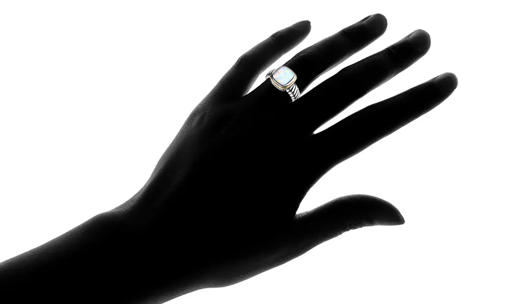 Fire Opal Oxidized Rhodium Plating Engagement Ring by Gembassy - Second Medium