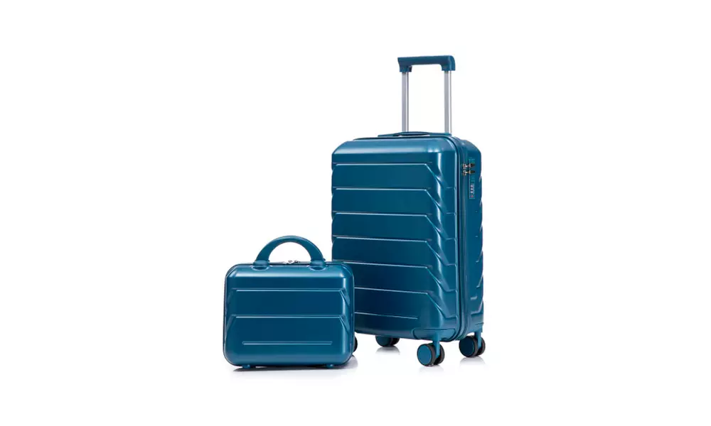 ABS Hard Shell Carry-On Suitcase with Front Pocket, TSA Lock & Spinner Wheels