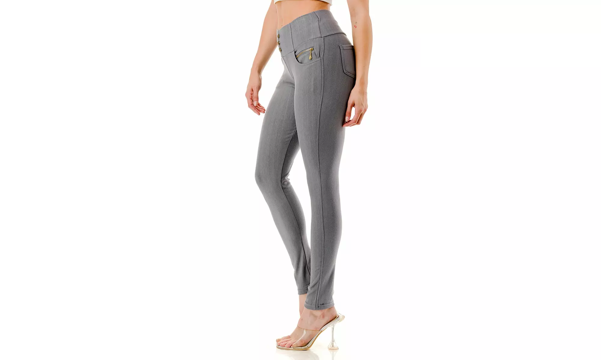 Women's High-Waist Fleece-Lined Skinny Pants Stretch Knit Denim Jeggings S-3XL