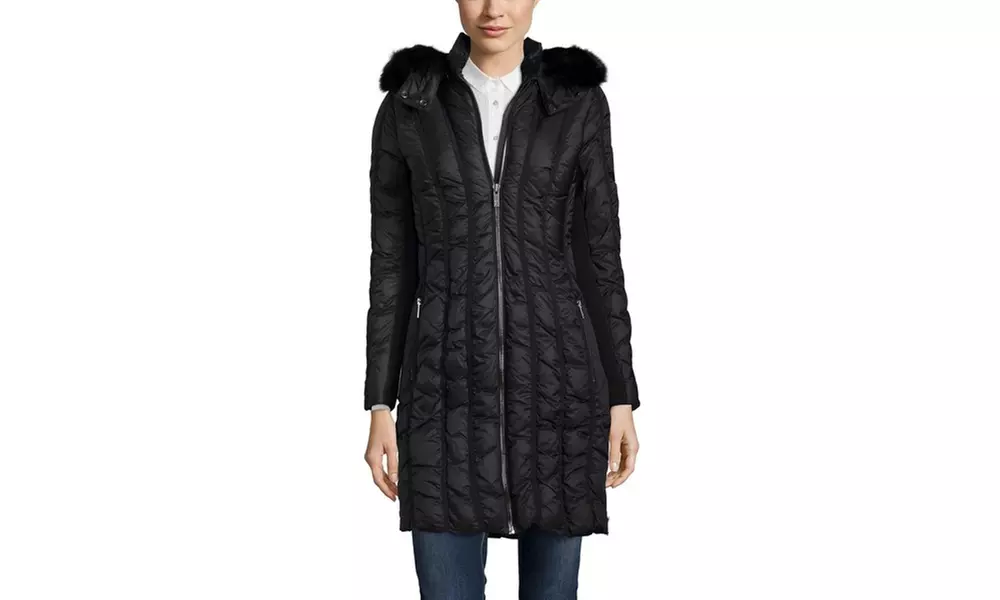 ZAC ZAC POSEN Carla Down Coat with Fox Fur Trim - Primary Image