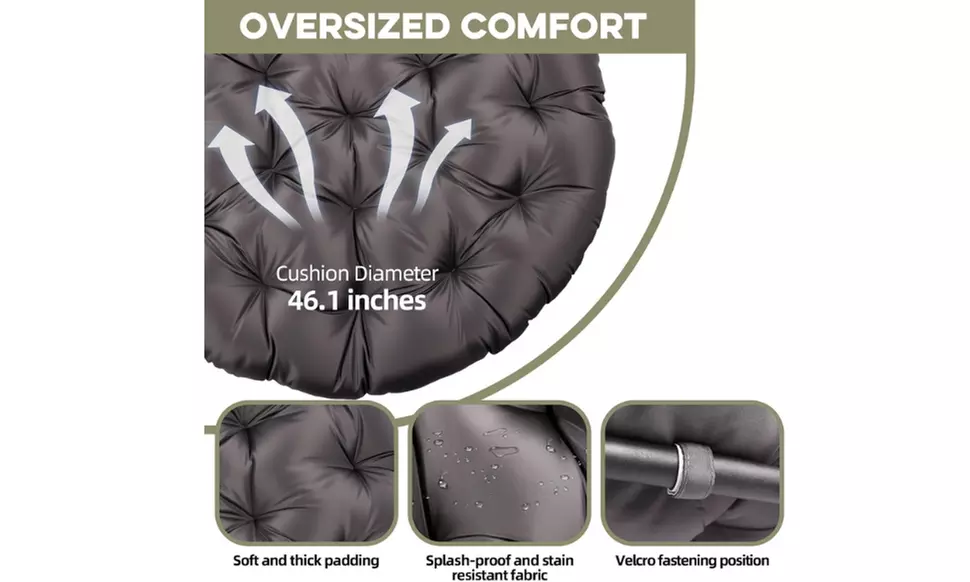 Heavy-Duty Steel Hanging Egg Swing Chair with Cushion and Stable Four-Leg Base