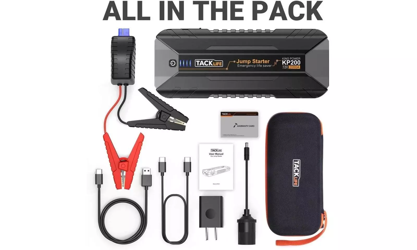 TACKLIFE 2000A Peak Car Jump Starter All Gas and 7L Diesel Engines - Second Medium