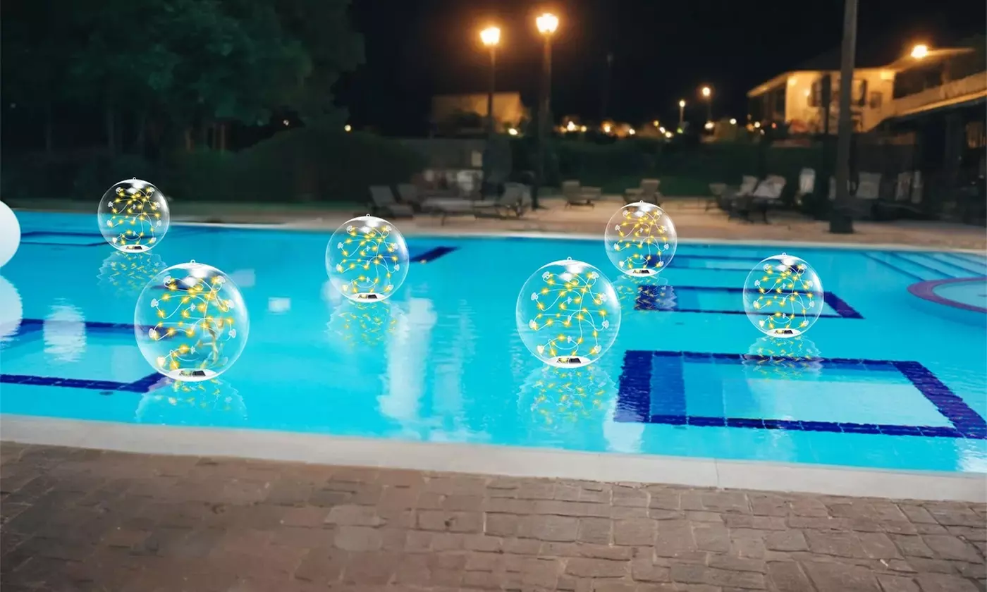Two-Pack iMounTEK 14in LED Solar Floating Pool Ball Lights with Remote Control 