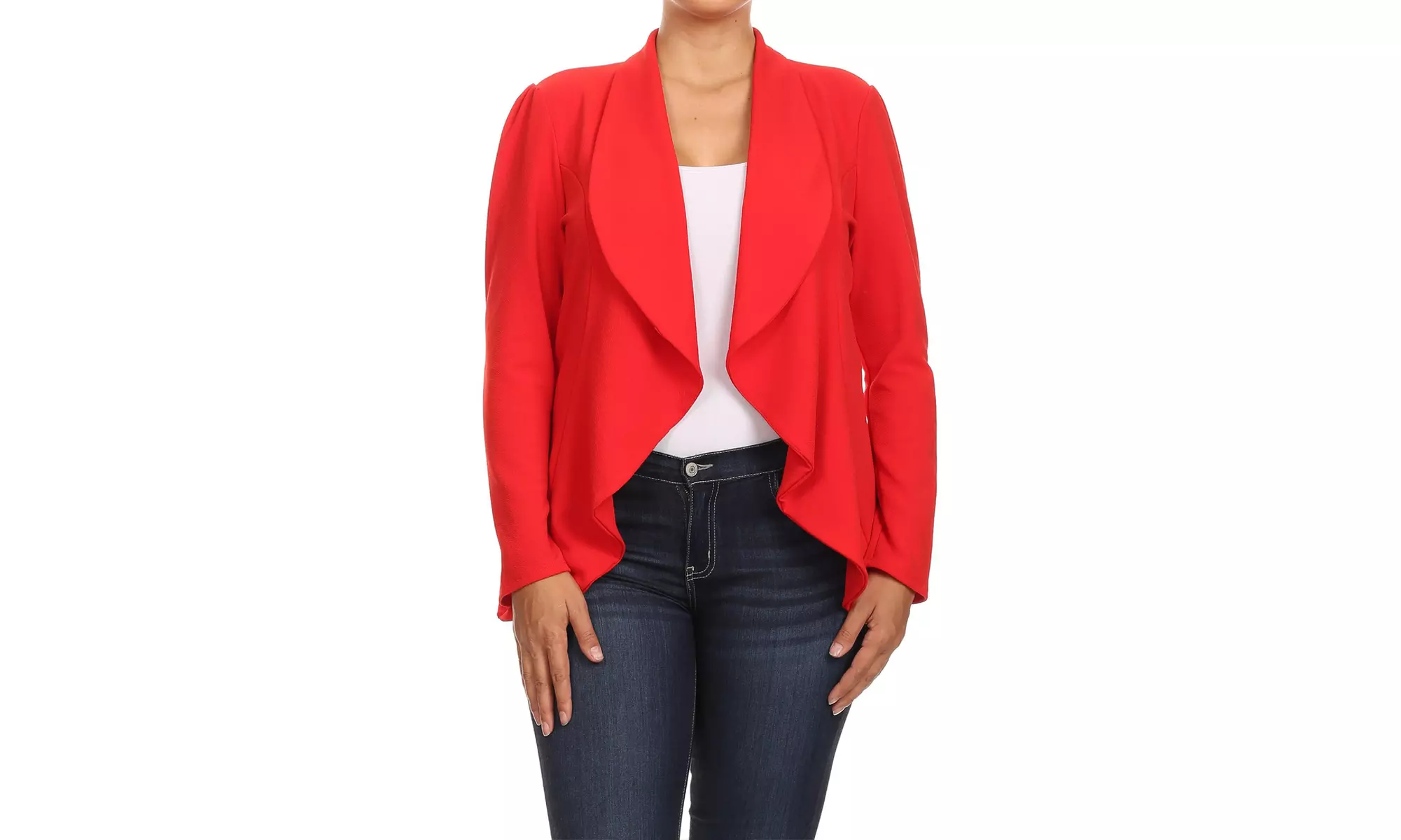 Women's Solid Plus Size Long Sleeves Blazer Jacket