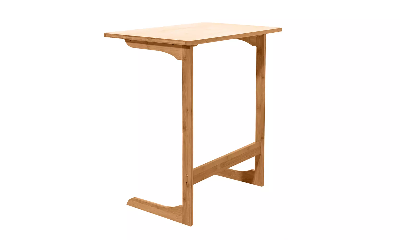 60x40x65cm L-shaped Bamboo Sofa Side Table Sandal Wood Color - Primary Image