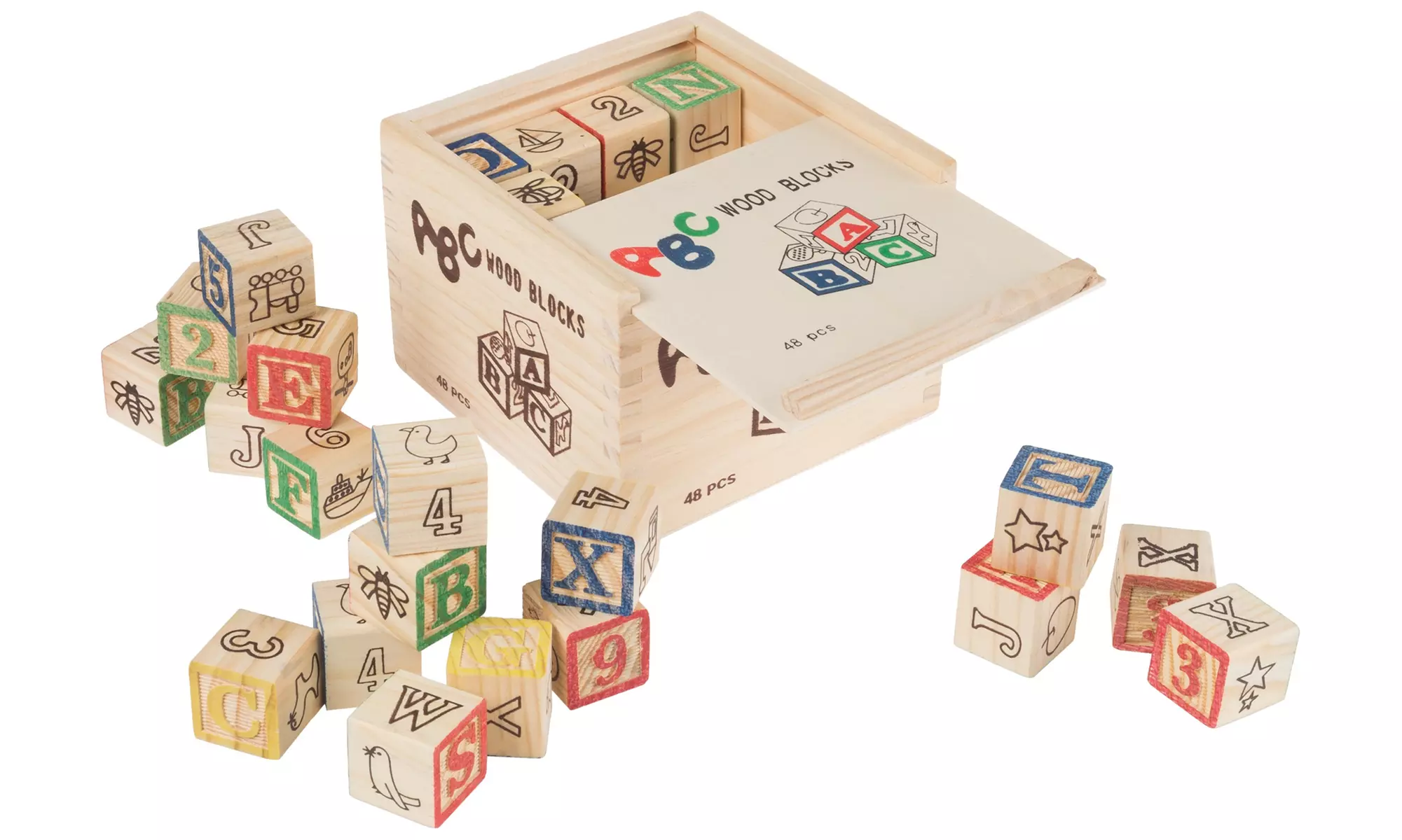 ABC and 123 Wooden Block Set by Hey! Play! - Second Medium