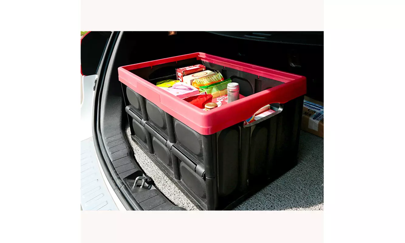 55L Collapsible Plastic Car Boot Storage Box Stackable Folding Utility Crates - Primary Image