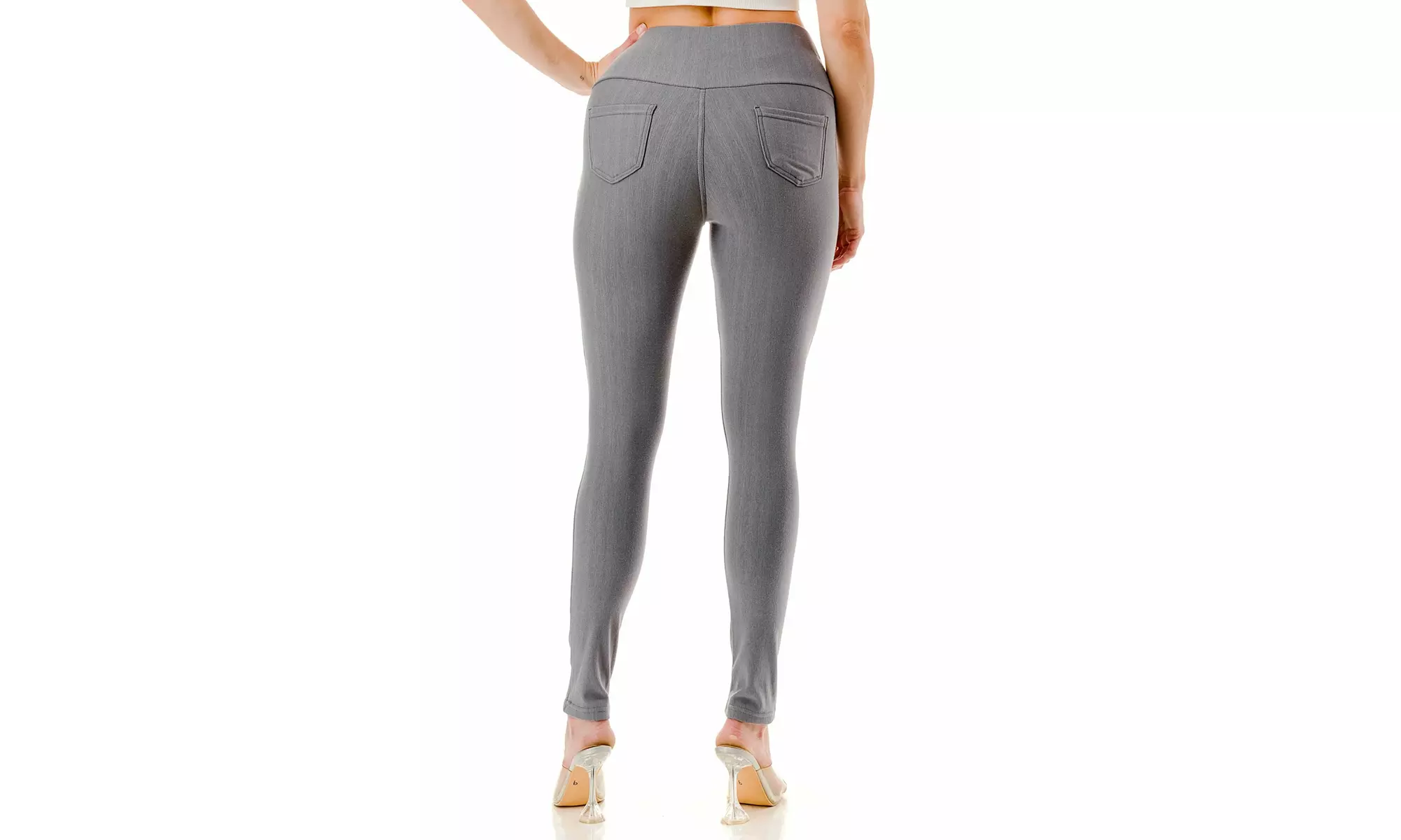 Women's High-Waist Fleece-Lined Skinny Pants Stretch Knit Denim Jeggings S-3XL