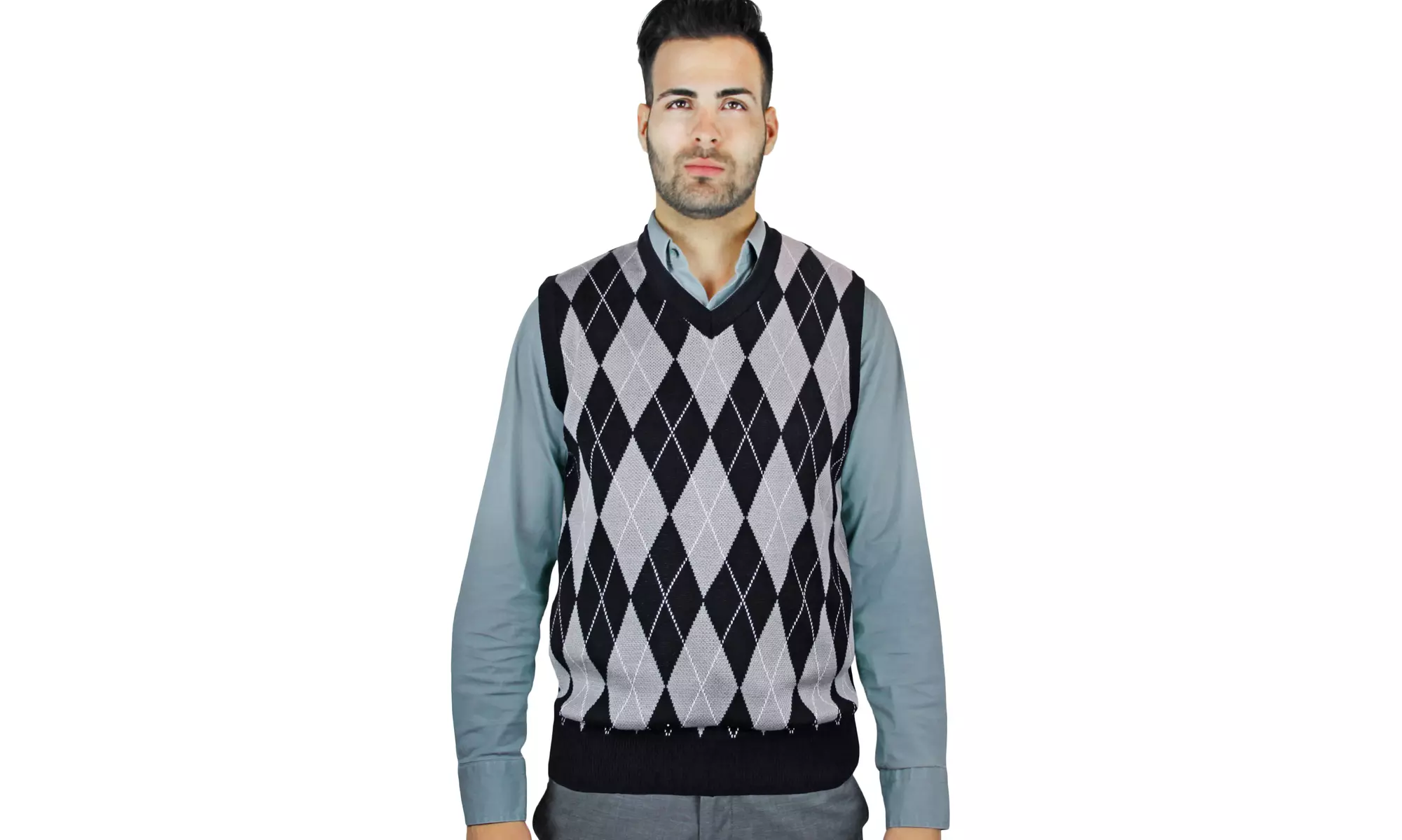 Men's Argyle Sweater Vest - Primary Image