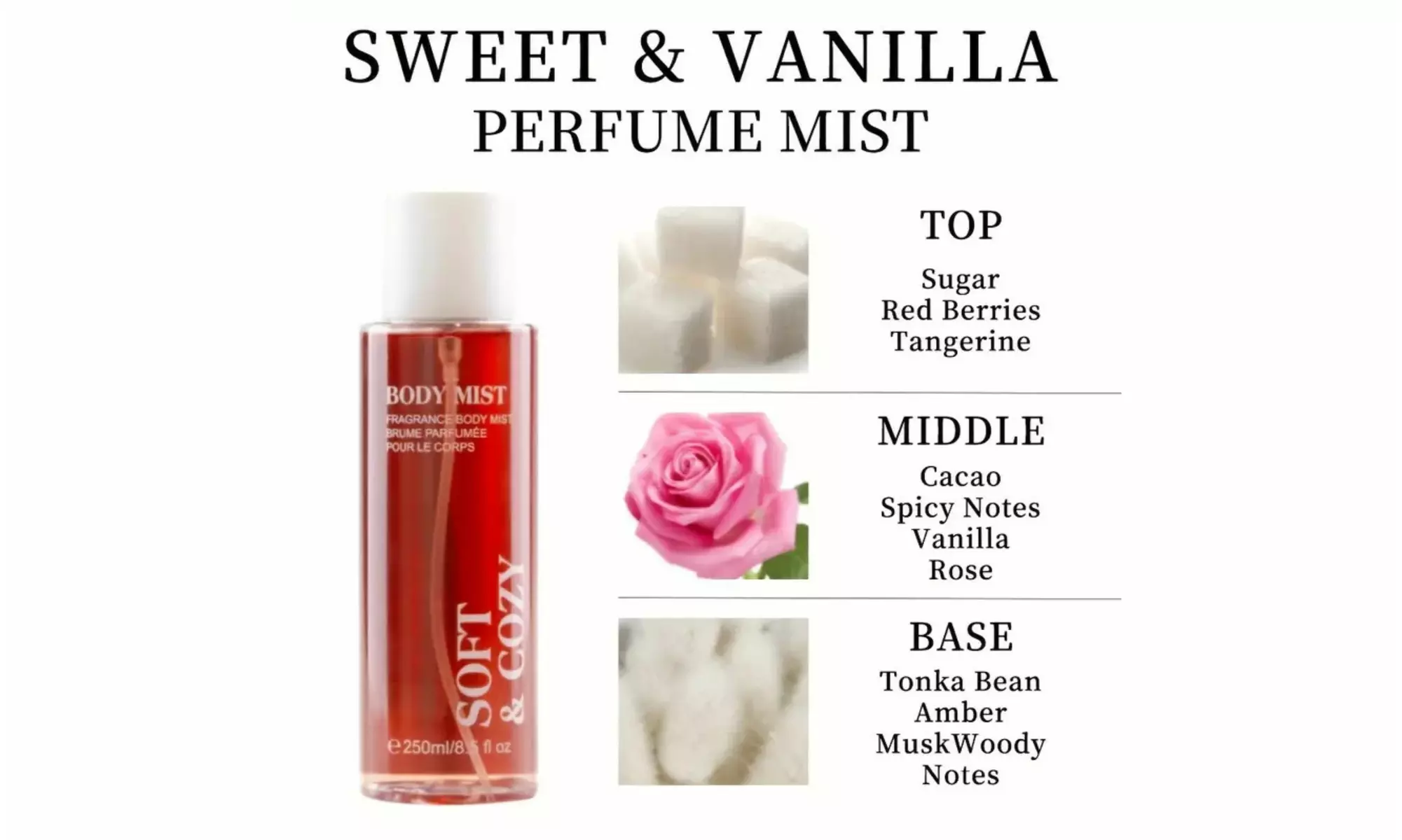 Body Mist Spray 8.5 FL OZ - Refreshing Fragrance Mist Long-Lasting Scent
