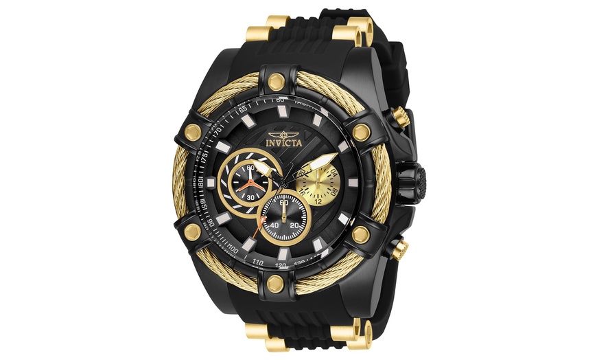 Invicta Men s 28015 Bolt Quartz Chronograph Black Gold Dial Watch