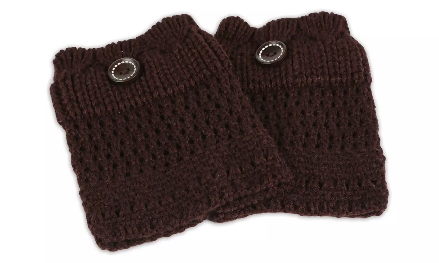 iMounTEK Women's Winter Crochet Knit Boot Button Sock Topper Cuff Leg Warmers