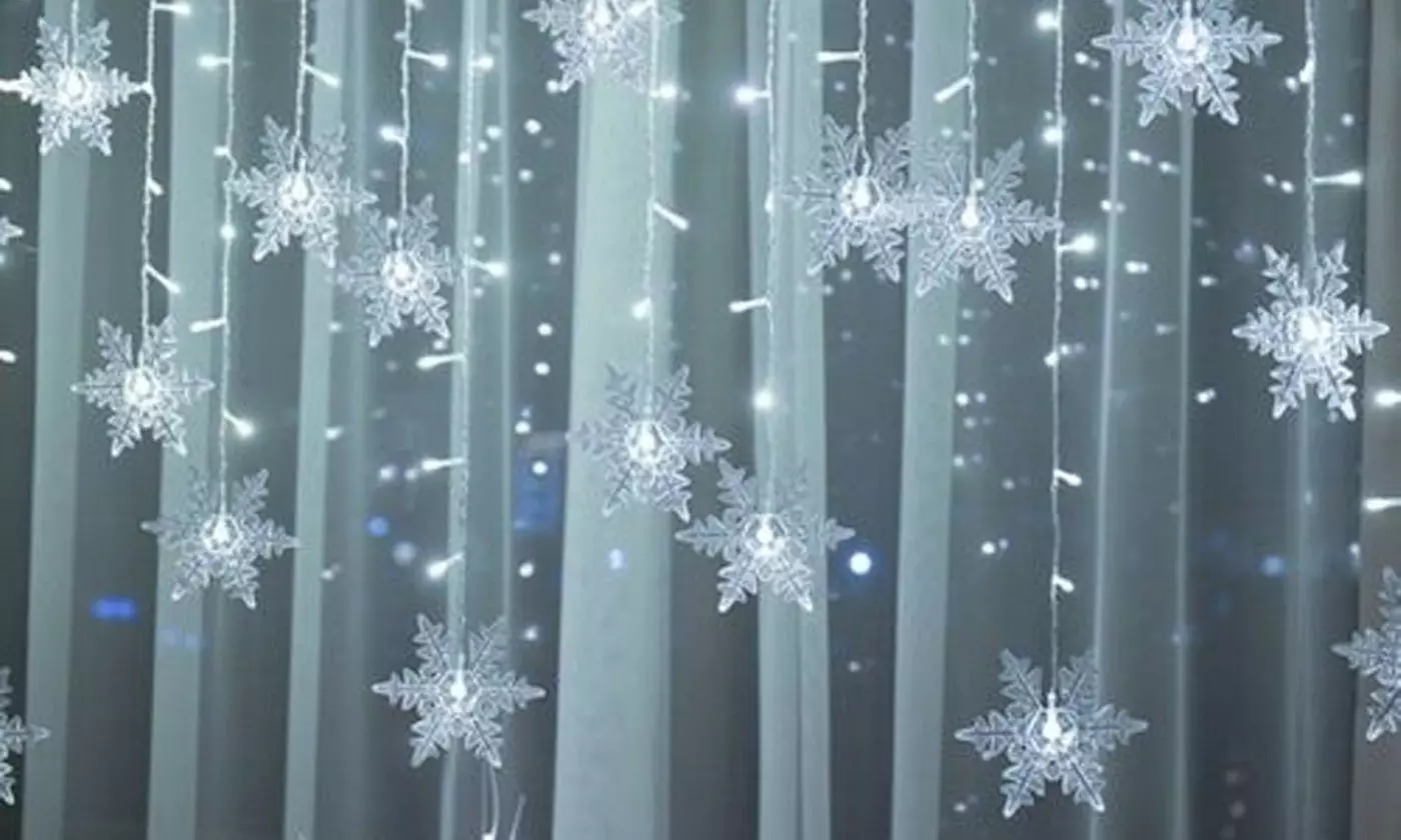 96 LED Christmas Snowflake LED Curtain String Lights Window Curtain Lights